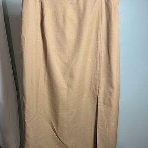 Norton McNaughton Tan Maxi  Skirt with Slit for Work
